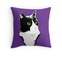 Regal Tuxedo Kitty printed on a throw pillow