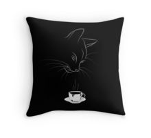 Coffee Cat artwork printed on throw pillow