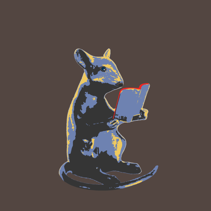 Mouse reading a book - blue version