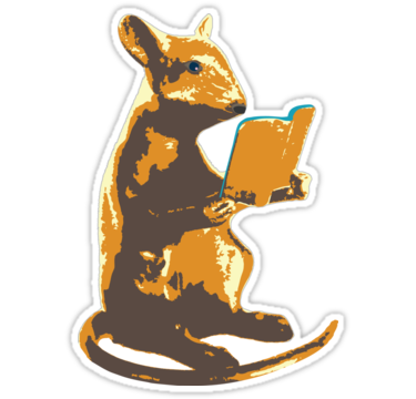 Sticker of a mouse reading a book