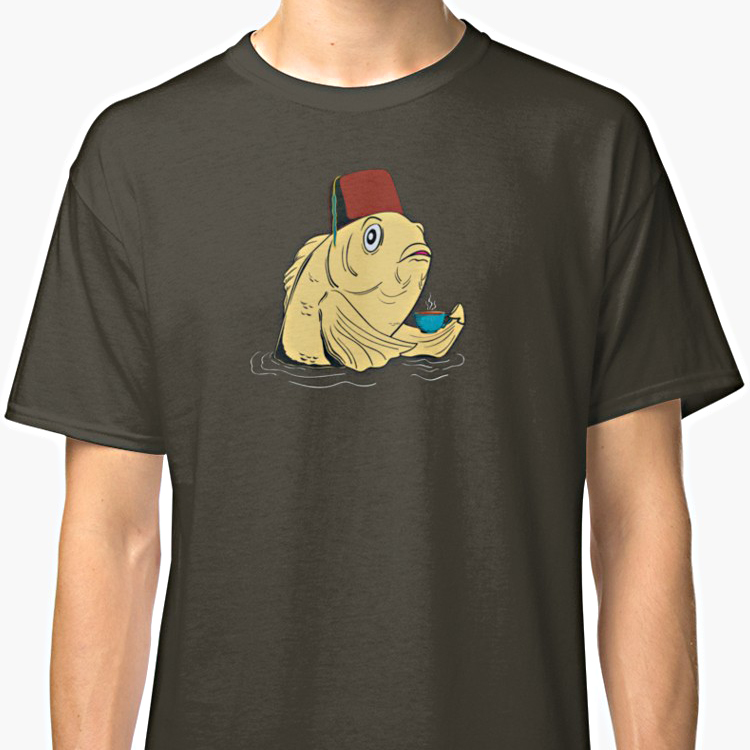 Redbubble t-shirt featuring the fez fish