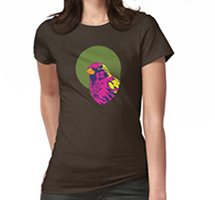 Sparrow Spectrum design decorating a Redbubble women's t-shirt