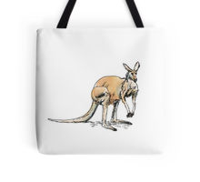 Kangaroo-in-waiting design decorating a Redbubble tote bag