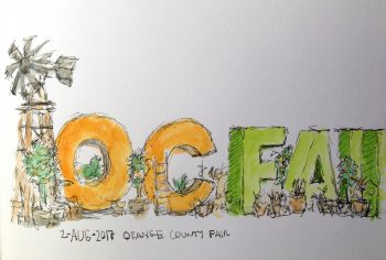 Drawing of the entrance display at the Orange County Fair