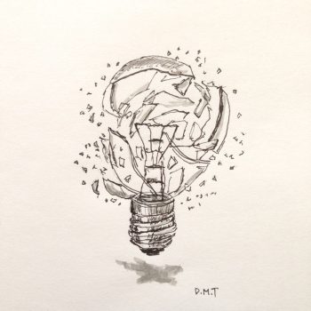 Drawing of a shattering light bulb