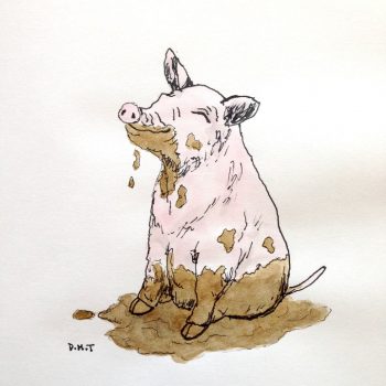 Drawing of a filthy pig