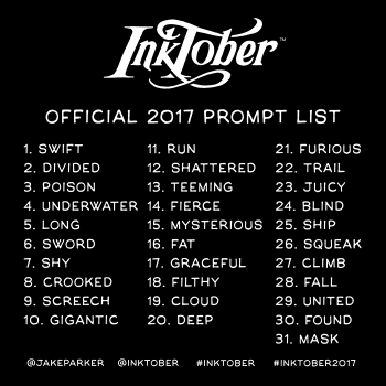 Inktober 2017 prompt list