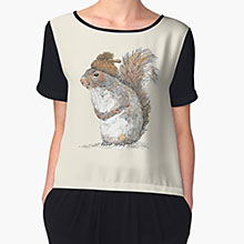Redbubble squirrel with an acorn women's chiffon top