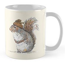 Redbubble squirrel with an acorn mug