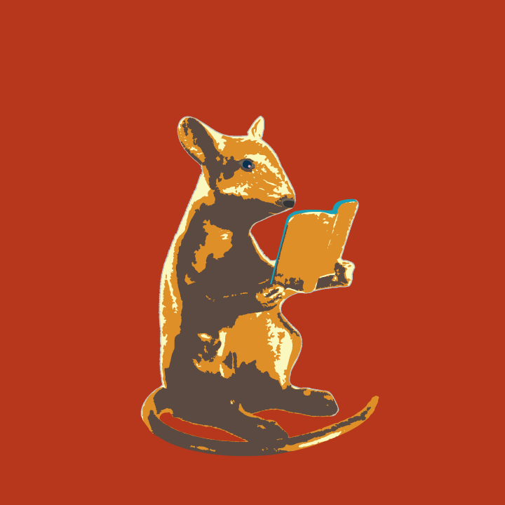 Mouse reading a book - gold version