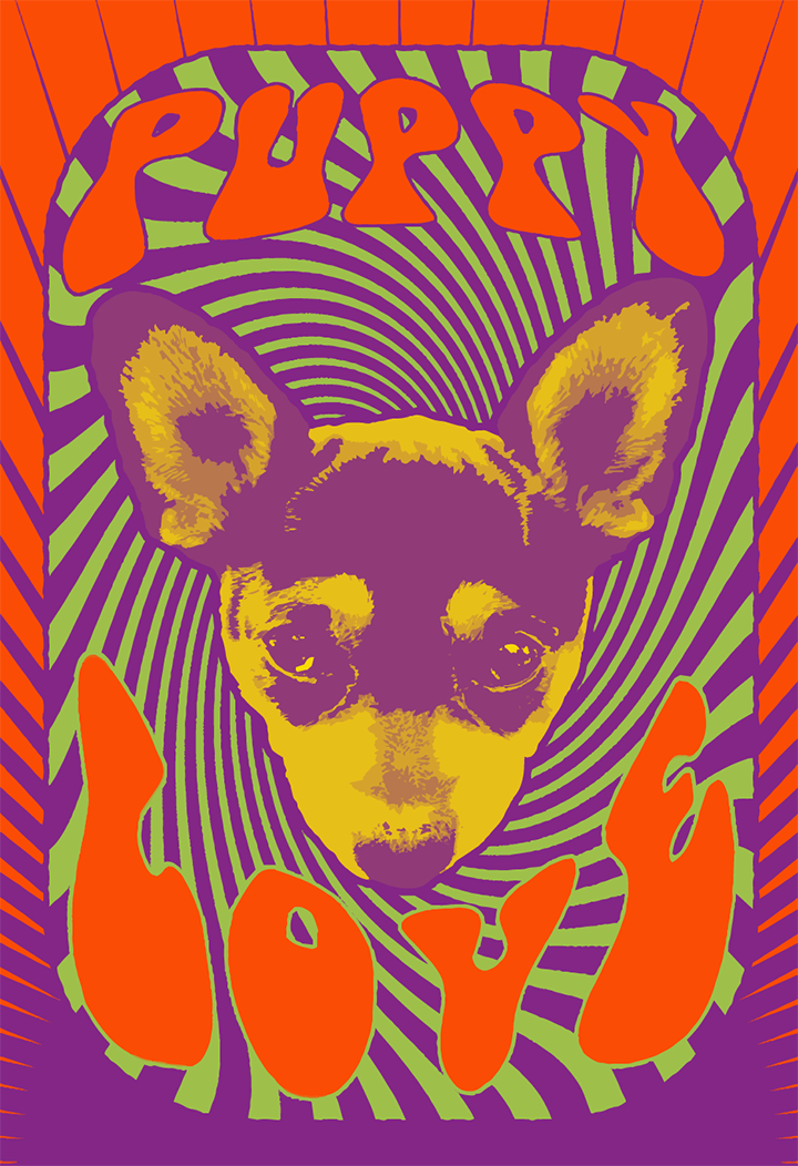 1960s psychedelic puppy poster