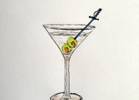 Drawing of a cocktail with a plastic sword swizzle stick