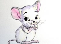 Drawing of a shy mouse