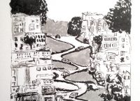 Drawing of Lombard Street in San Francisco, California