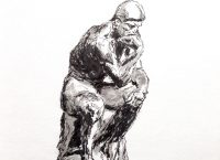 Drawing of The Thinker by Auguste Rodin