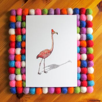 Fez Hat Flamingo 5x7 art print