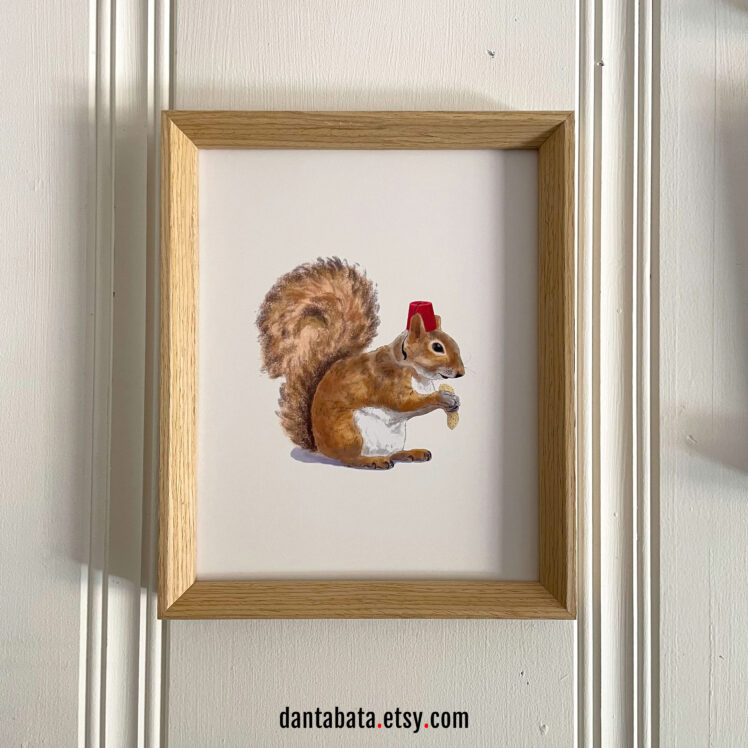 Fez Hat Squirrel 8x10 print
